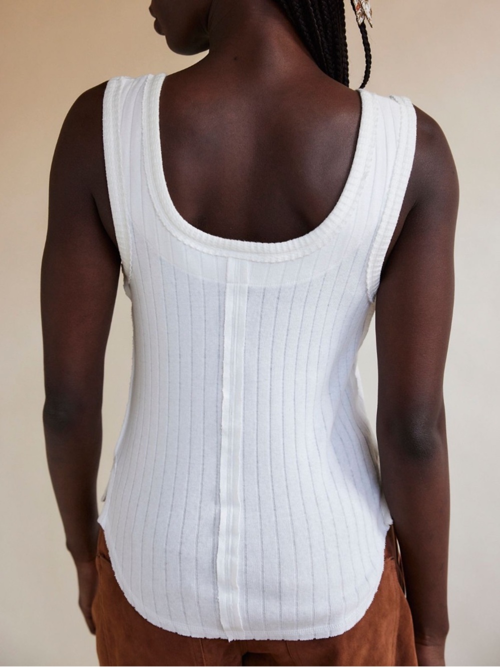 Care Free People | Bryson Henley Tank Top | White | Medium - Picture 6 of 10